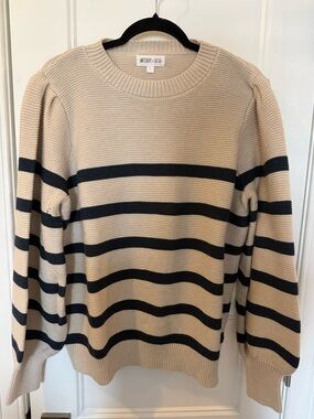 NWOT - Whiteroom + Cactus Tan and Black Striped Crewneck Sweater